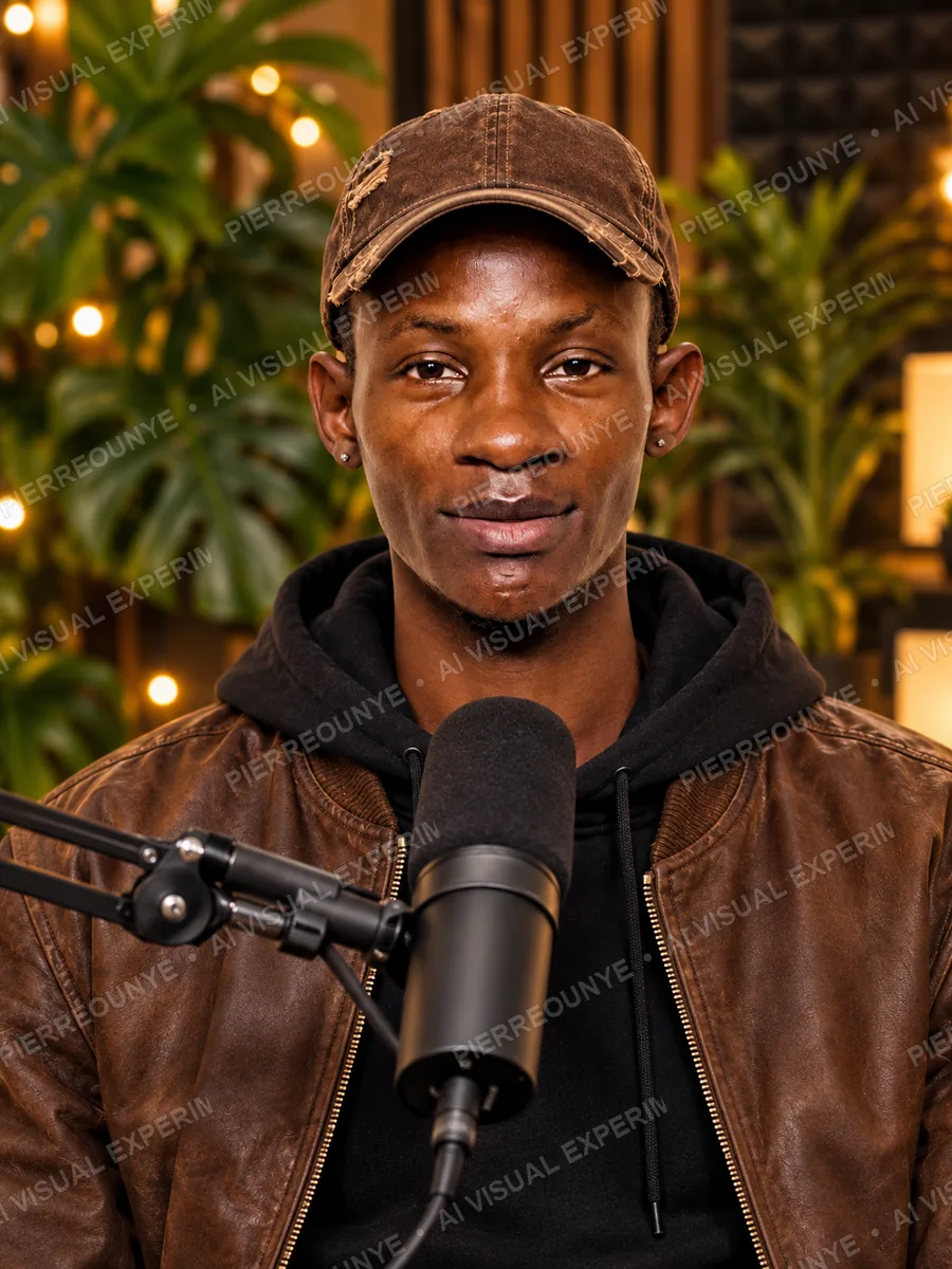 AI-redesigned portrait variation of Lawrence Onyango wearing a cap