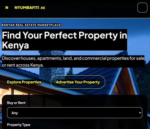 NYUMBAFITI.KE real estate marketplace homepage screenshot